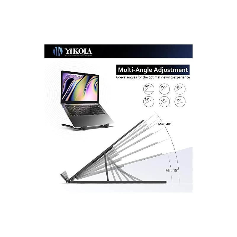 Portable Laptop Stand Holder with Carry Bag 6Adjustable Height Aluminum Notebook RiserFoldable Ergonomic Ventilated Desktop Elevator Computer Support Mount for 10173 LaptopampTabletBlack