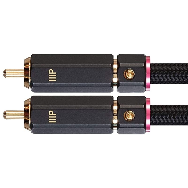 Male RCA Two Channel Stereo Audio Cable 6 Feet Black Gold Plated Connectors Double Shielded with Copper Braiding Onix Series