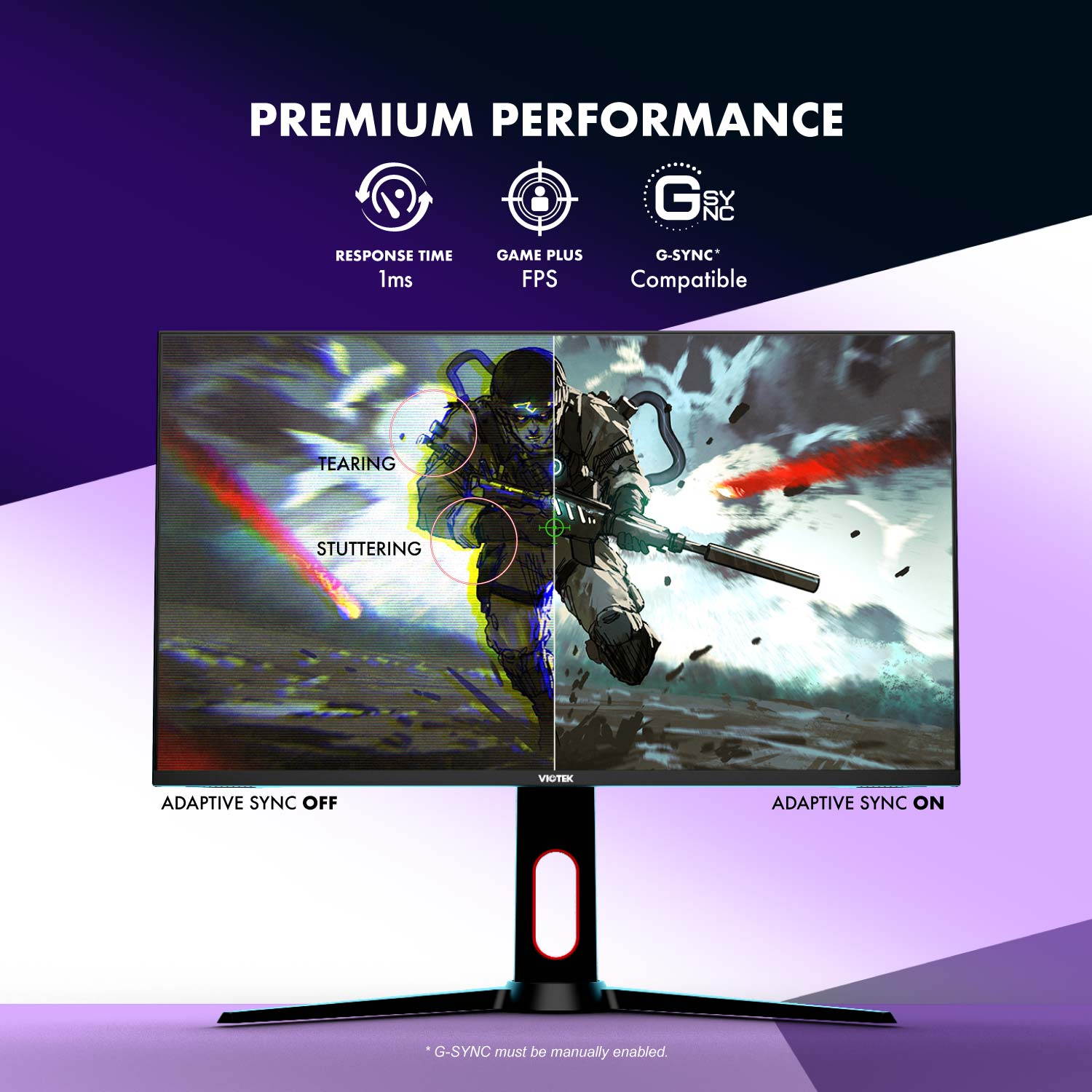 VIOTEK GFI27DBXA 27 Inch 180Hz QHD 1440p 1ms Gaming Monitor with HDR, G-SYNC / FreeSync Compatible, HDMI 2.0, DisplayPort 1.4, VESA, 141% sRGB & over 1 Billion Colors &ndash; 3 Years Zero Dead Pixels