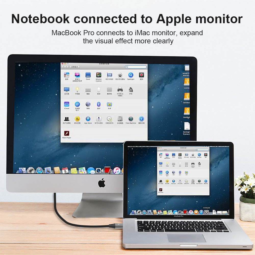 CableDeconn Mini DisplayPort to Mini DisplayPort 1.4 8K(7680X4320)@60Hz 4K@144Hz Ultra HD Cable Converter Compatible with Thunderbolt MacBook Pro MacBook Air 2M