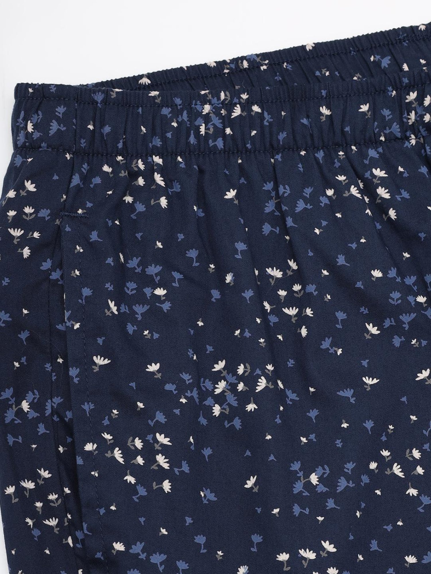 Enamor Medieval Blue Cotton Floral Print Lounge Track Pants