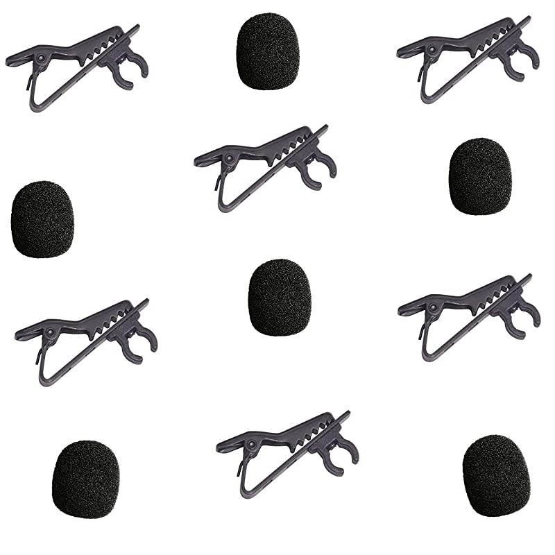 6 packs) Foam Windscreen & Lapel Clips,  Microphone Replacement Kit for Lapel Lavalier Microphone, Lav Microphone Accessories