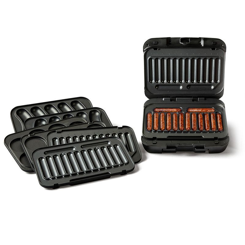 Johnsonville BTG-500 Sizzling Sausage 3-In-1 Grill Plus with Removable Cooking Plates and Customized for Links or Patties, Black