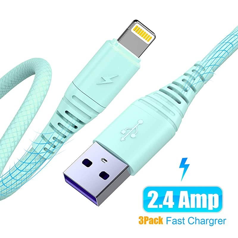 3Pack 3ft Charger Cable  for Long 3 Foot iPhone Charger Cord/Data Sync Fast iPhone USB Charging Cable Cord Compatible for iPhone X Case/8/8 Plus/7/7 Plus/6/6s Plus/5s/5,iPad Mini Case(Blue)