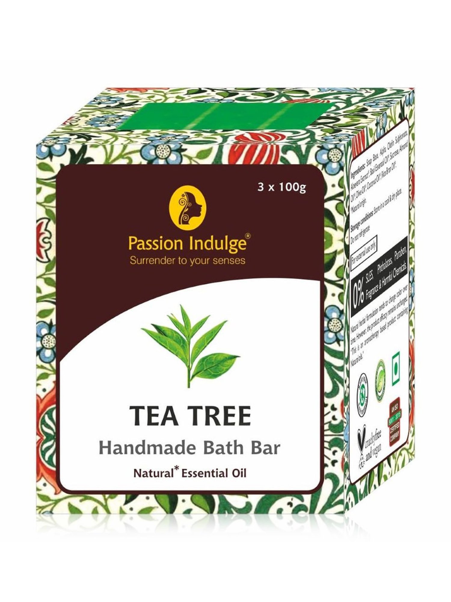 Passion Indulge Natural Handmade Bath Bar Soap Tea Tree - 300 gm (Pack of 3)