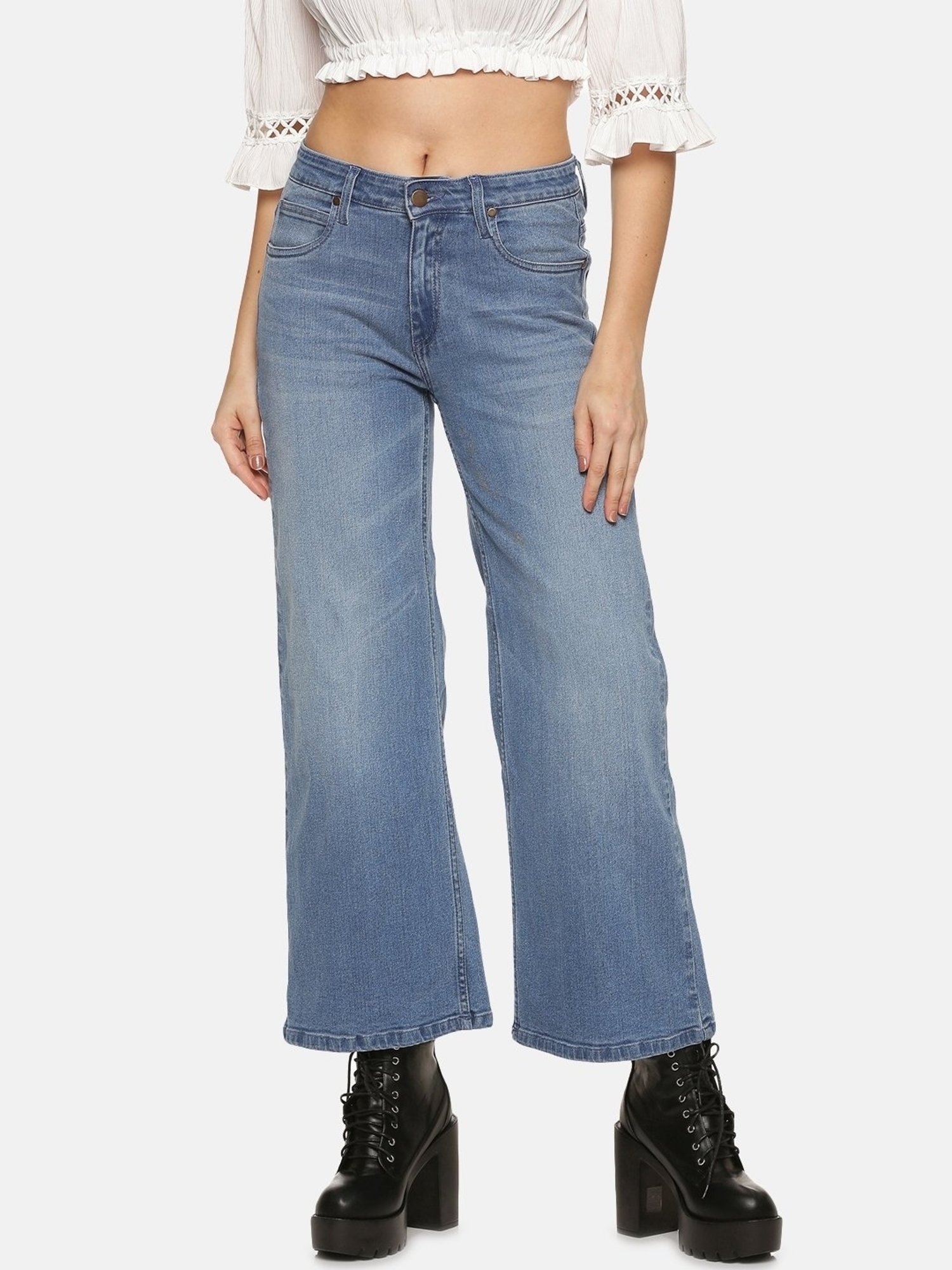 ISU Blue Cotton Mid Rise Jeans
