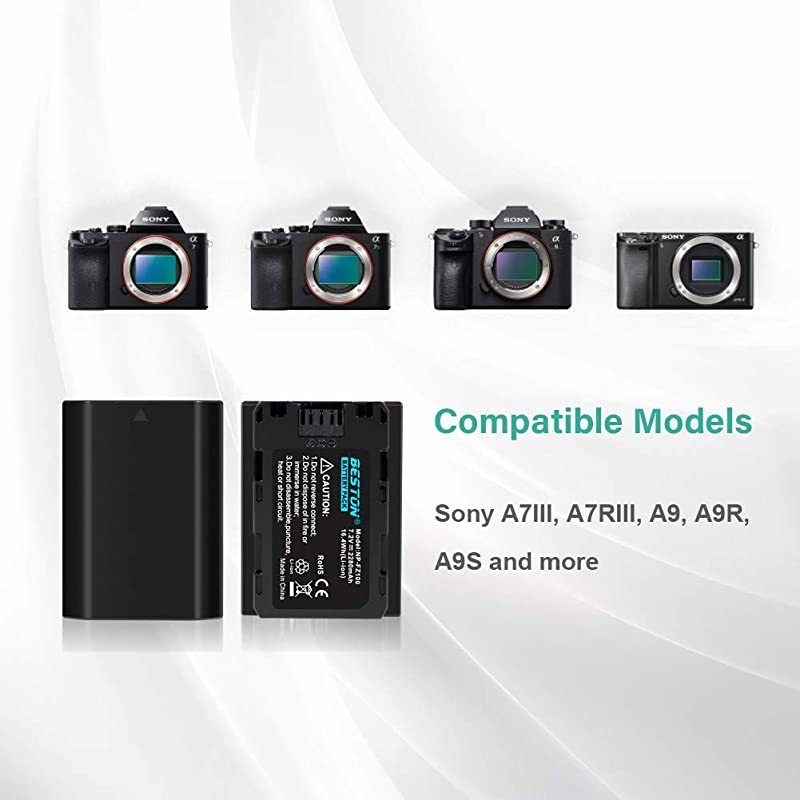 2Pack NPFZ100 Battery Packs and Rapid USB Charger Compatible with Firmware 20 Sony A7III A7RIII A9 Alpha A7 III A7R3 Digital Cameras
