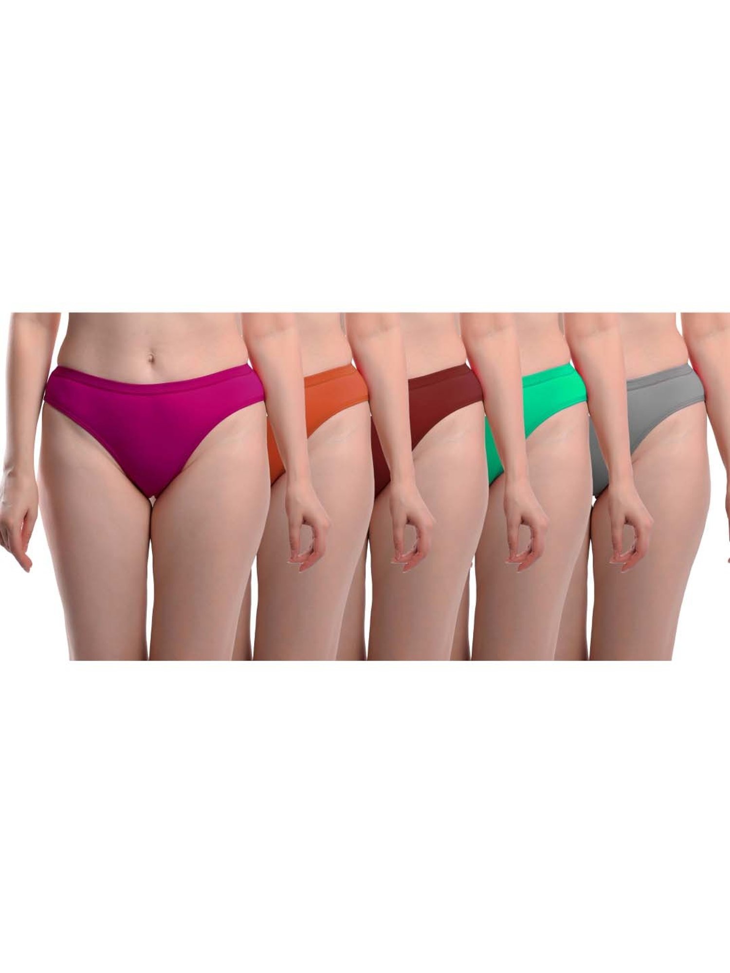 AROUSY Purple & Green Cotton Bikini Panties - Pack Of 5