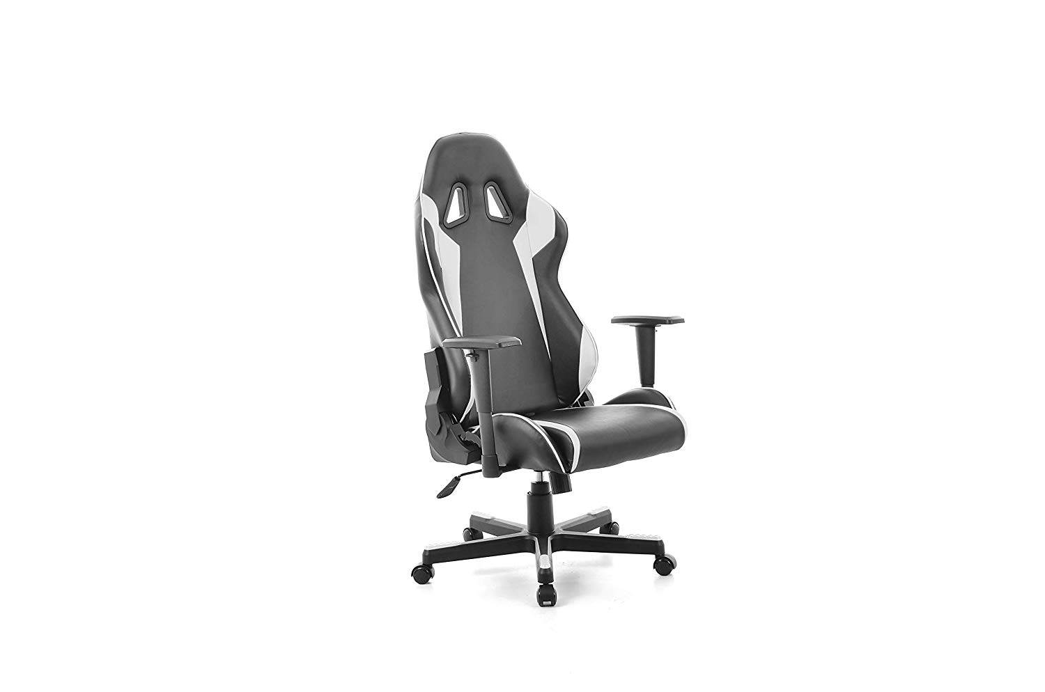 Powerwarehouse Ultimate Series Ergonomic Reclining Gaming Chair with Steel Frame, Neck and Lumbar Support, Adjustable Height and Arms, White/Black