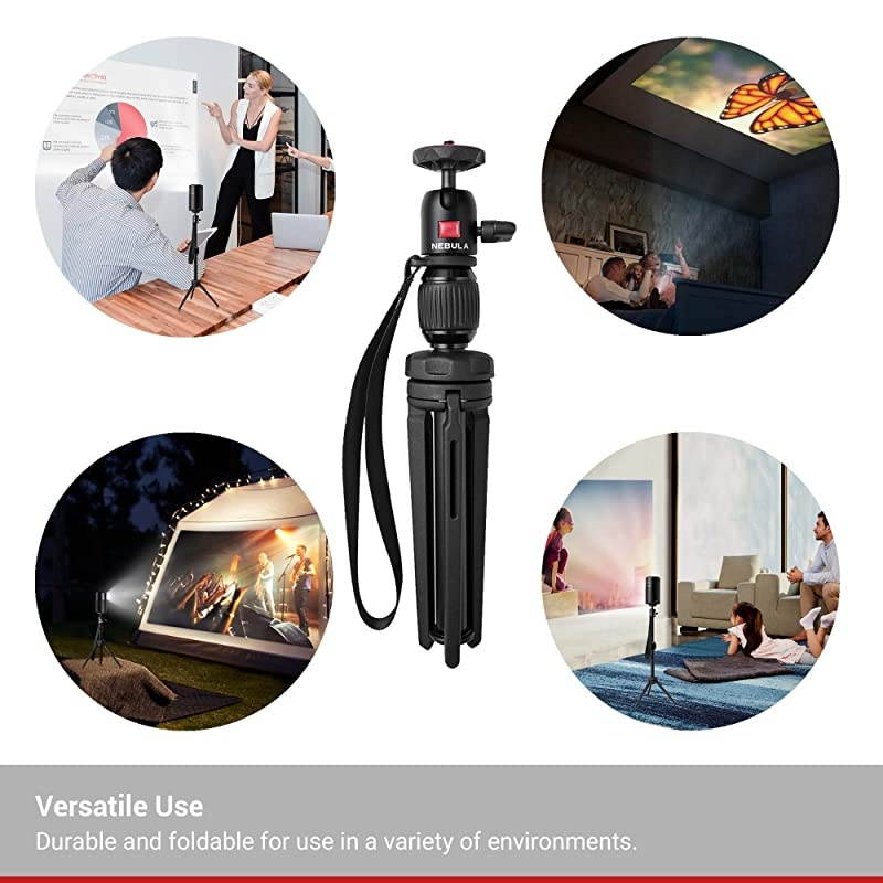 Nebula Capsule Series Adjustable Tripod Stand Compact Aluminum Alloy Portable Projector Stand for Capsule Capsule Max and Capsule II with Universal Mount and Swivel Ball Head