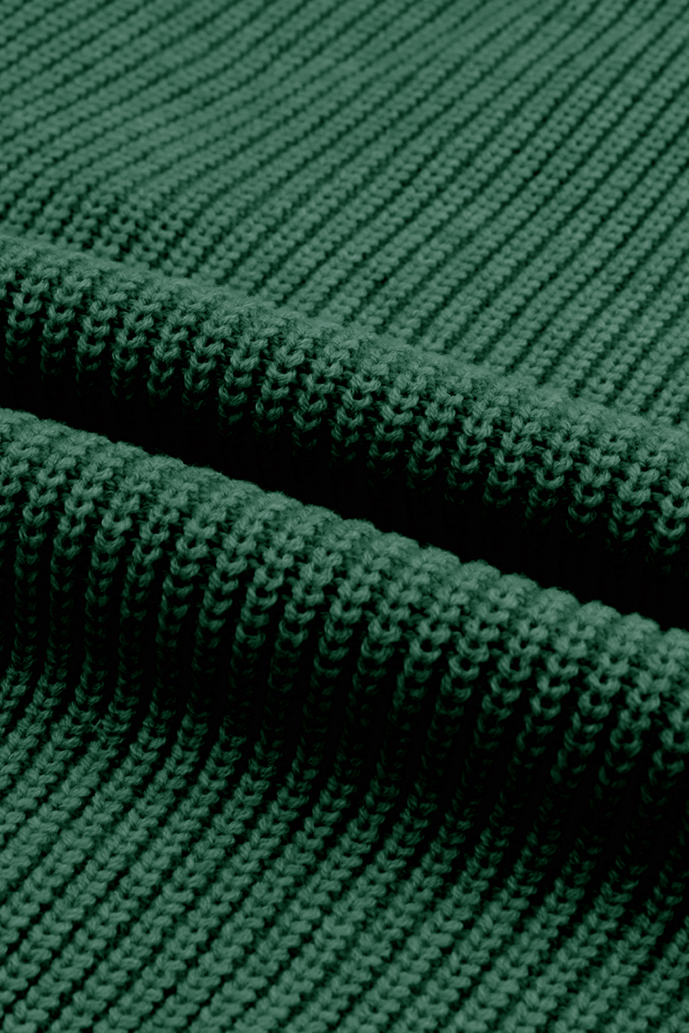 Green Knitted V Neck Sweater and Wide Leg Pants Set