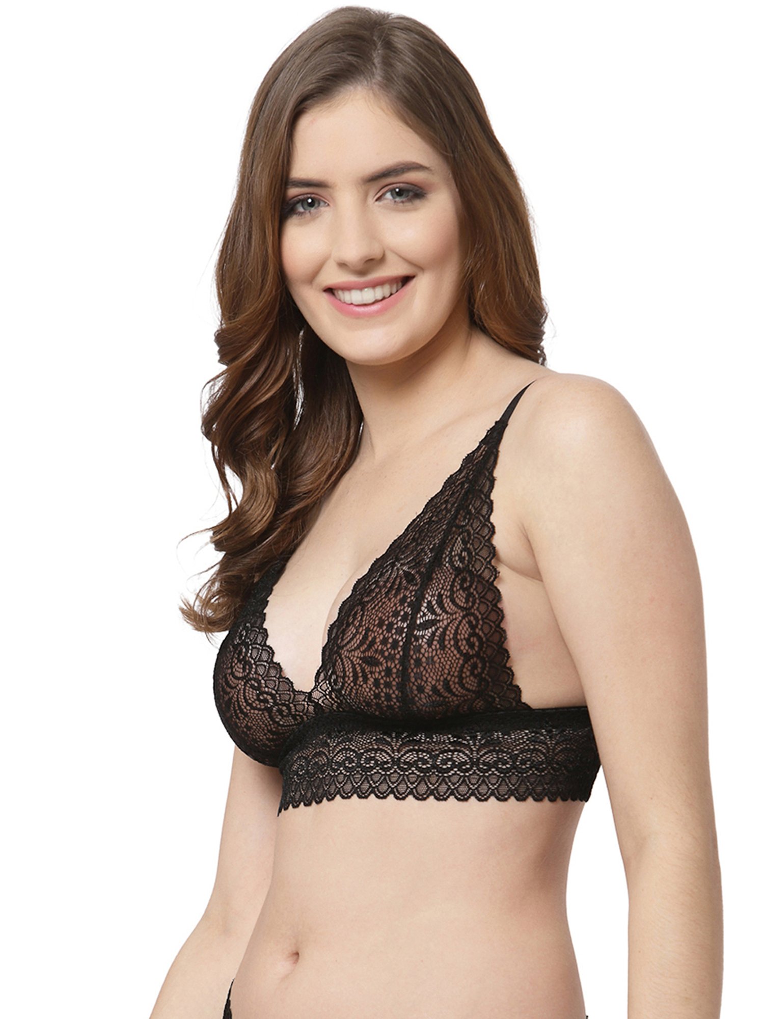 Cukoo Black Lace Full Coverage Non-Padded Bralette