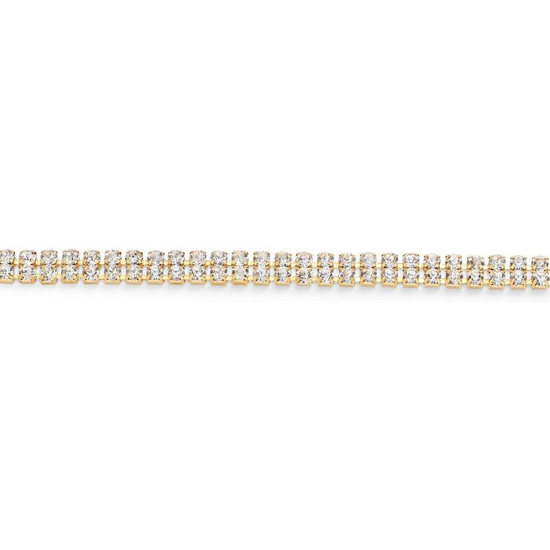 Bright Creations 4 mm Gold Crystal Rhinestone Chain for Sewing and Arts and Crafts, 2 Rows (5 Yards)