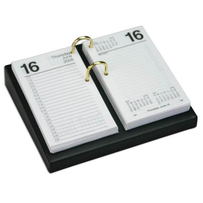 A1006 3.5 x 6 Calendar Holder With Gold Accents Black Leather With Rings