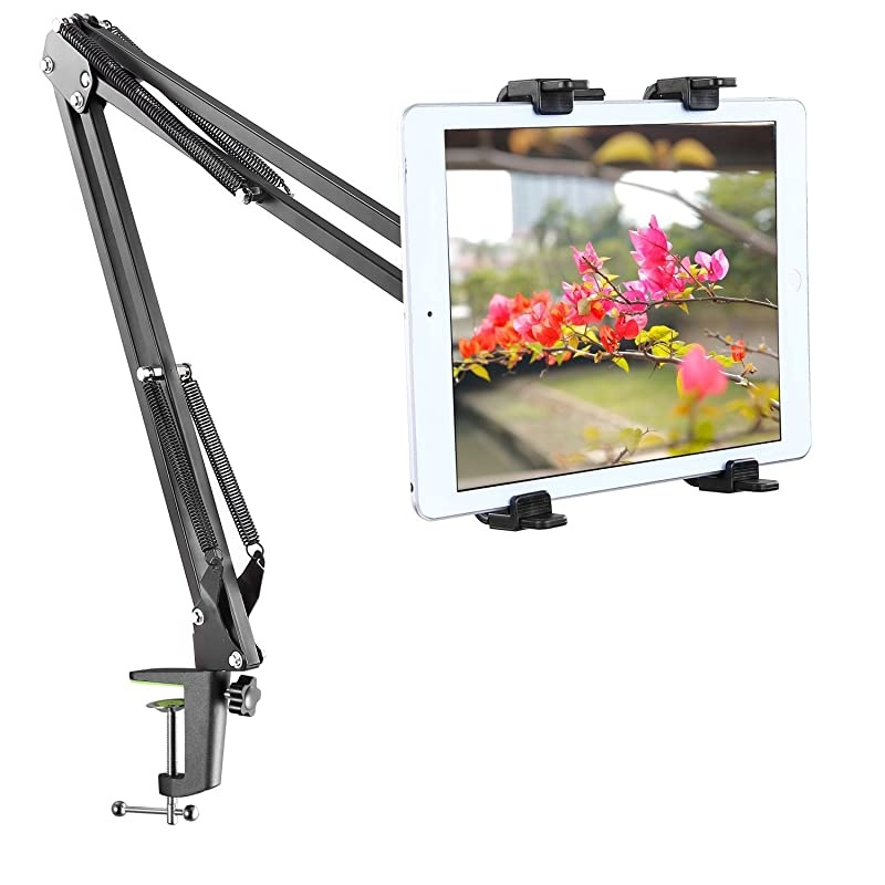 Heavy-duty Metal Table Mounting Clamp for Microphone Suspension Boom Scissor Arm Stand Holder with an Adjustable Positioning Screw, Fits up to 1.77Inches/ 4.5Centimeter Desktop Thickness-Black