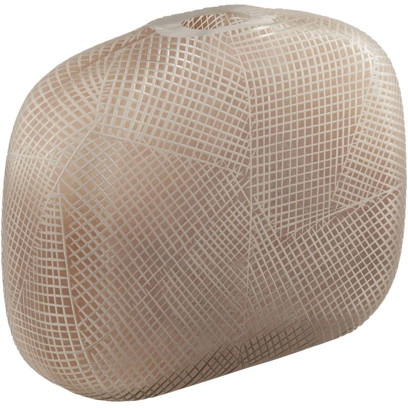 Studio 55D Hovea 11" Wide Matte Brown Cross Hatch Glass Vase