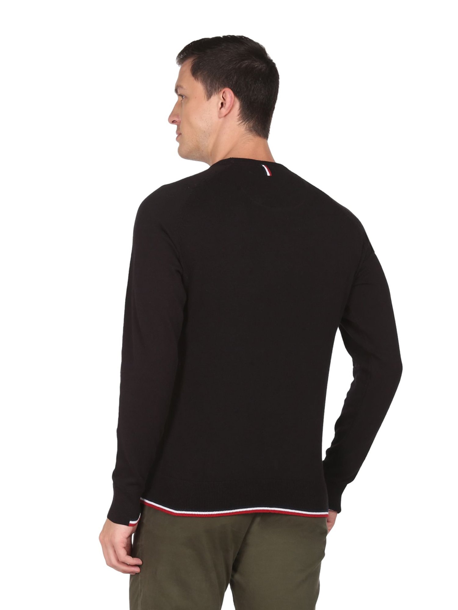 Arrow Sport Black Cotton Regular Fit Sweater