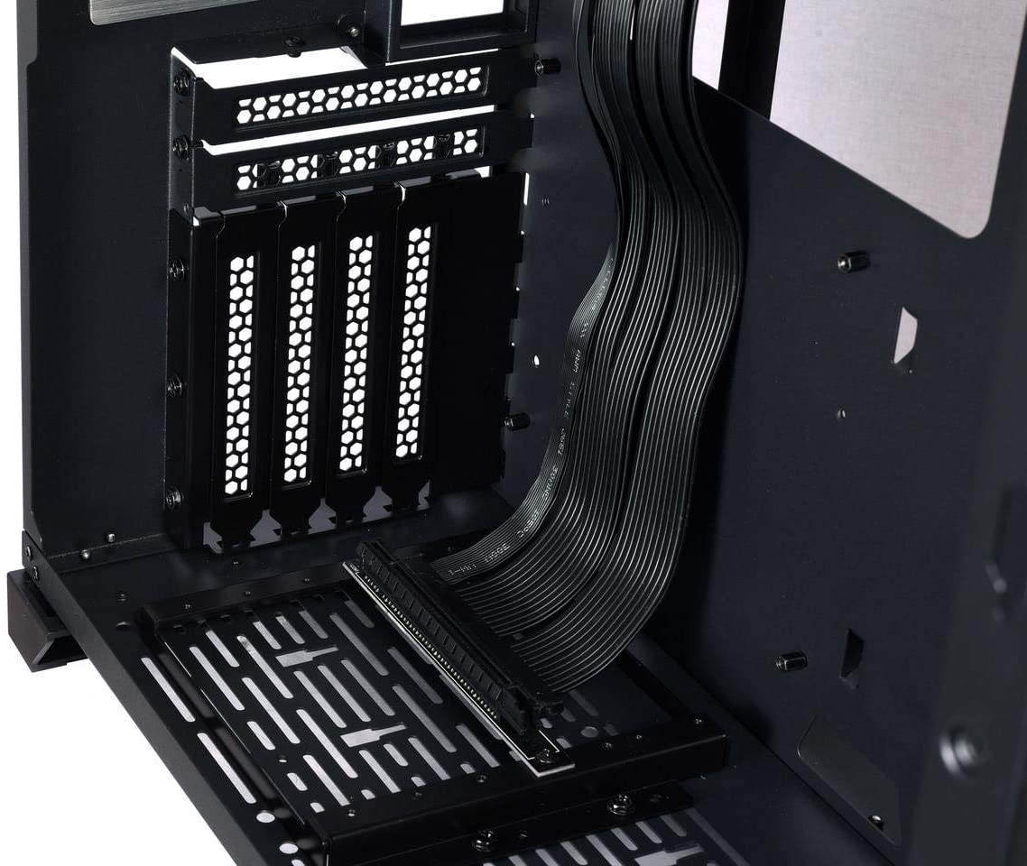 Lian Li O11D-1X, NOT Compatible with RTX 3080/3090 and PCIE 4.0 Premium PCI-E x16 3.0 Extender Riser Cable 200mm and Cover Bracket, Black