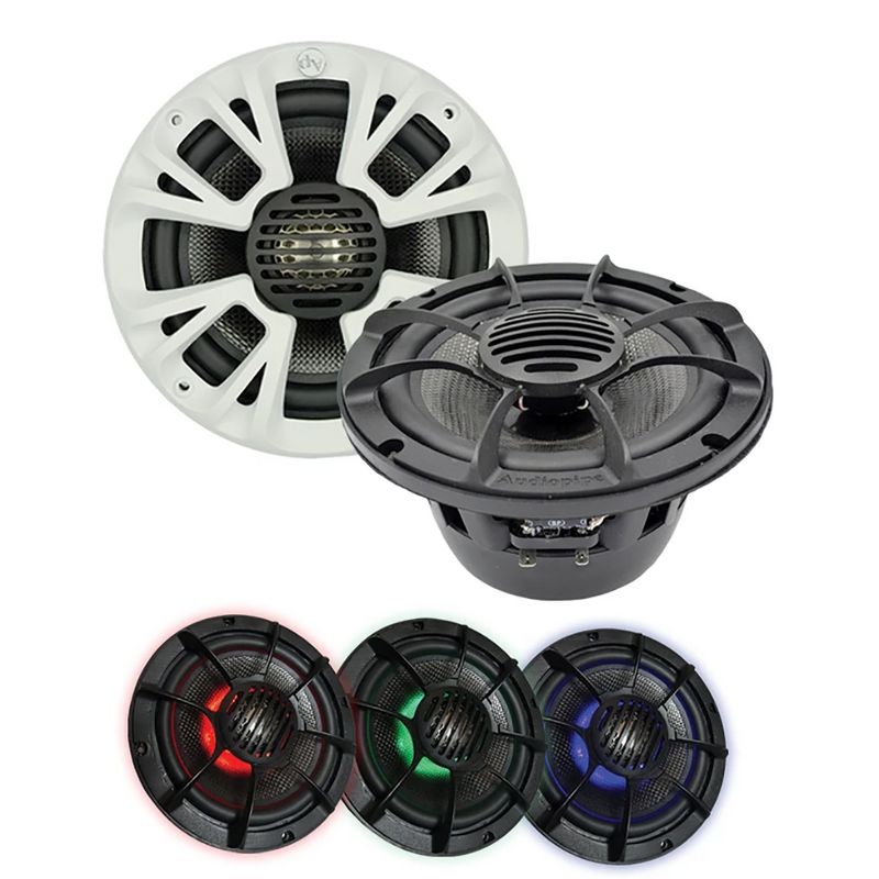 Audiopipe 2 x APMP-T830LD 500 Watt Max 4 Ohms 8 Inch Marine Coaxial Car Speakers with 1.5 Inch Kapton Voice Coil, Pair, Black (2 Pack)