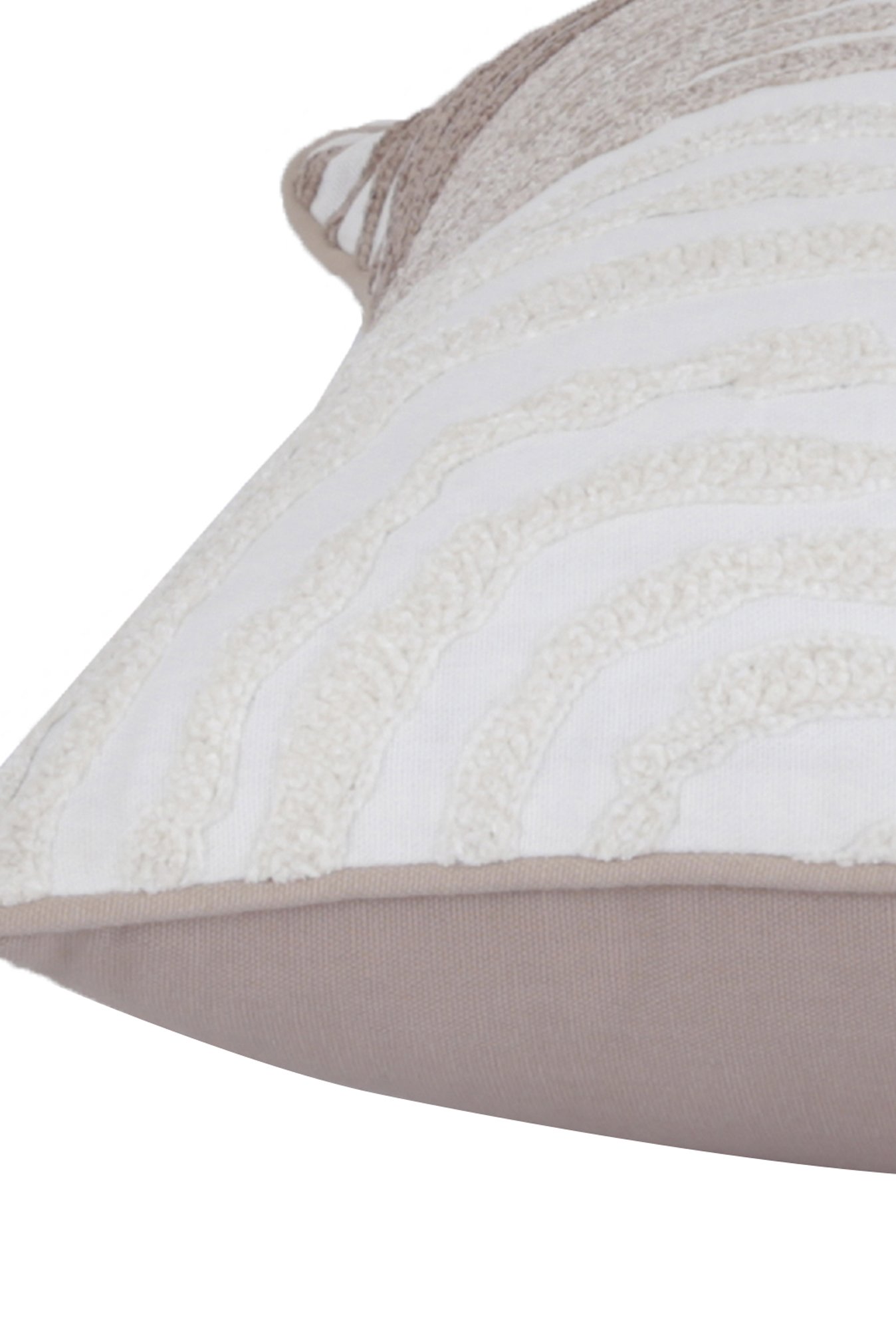 Maspar Corded Emb Neutral 100% Cotton Cushion Cover