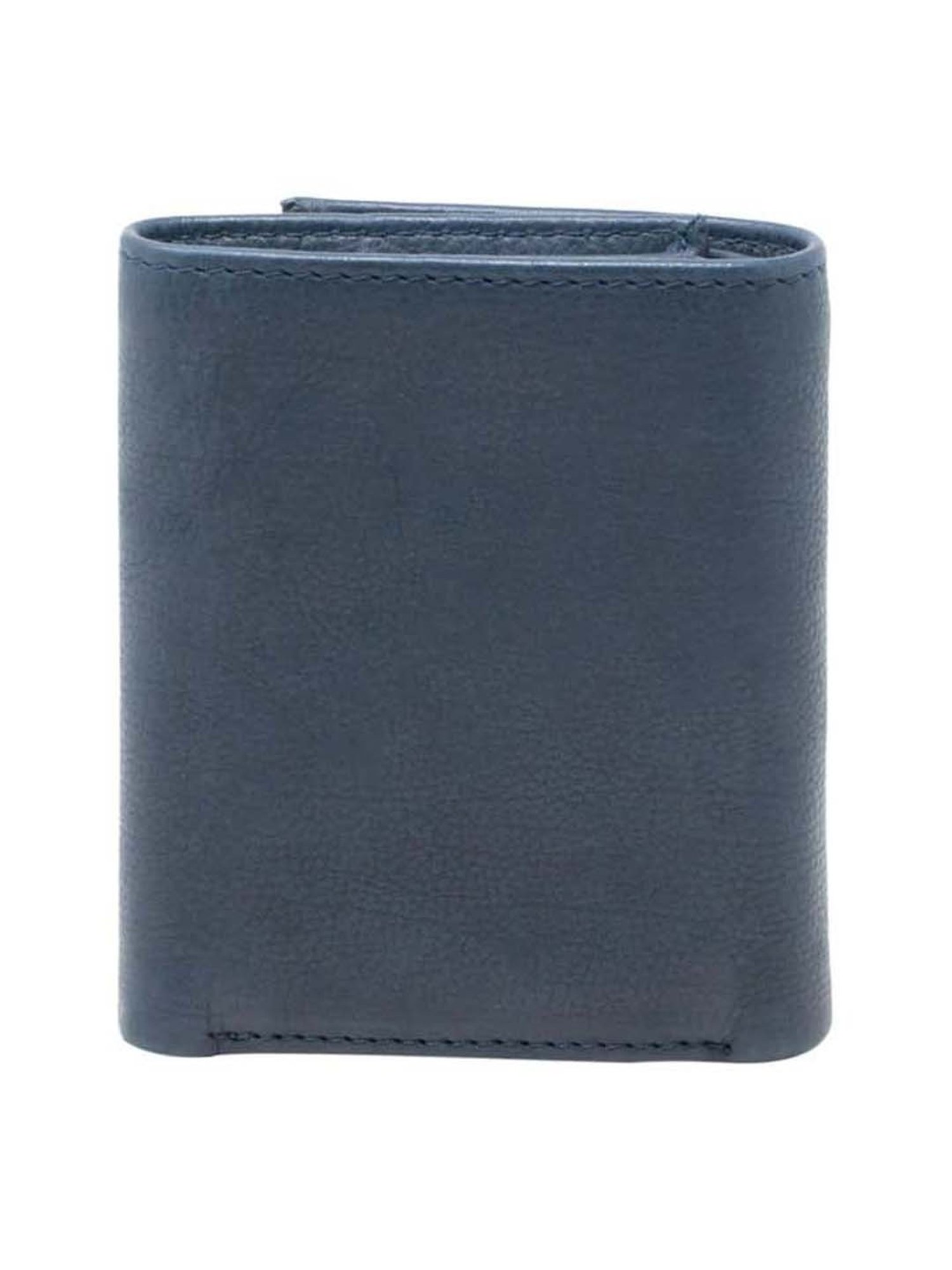 Tohl Blue Casual Leather Tri-Fold Wallet for Men