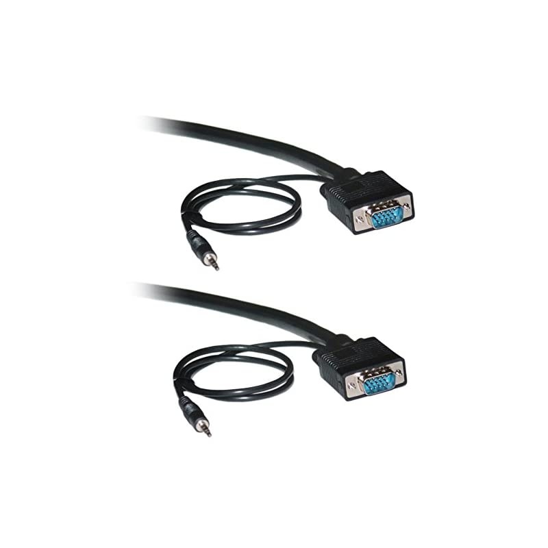 SMonitor Cable with Audio 15 Feet 45 Meters HD15 Male to Male with 35mm Stereo Audio Monitor Cable 15ft 45M