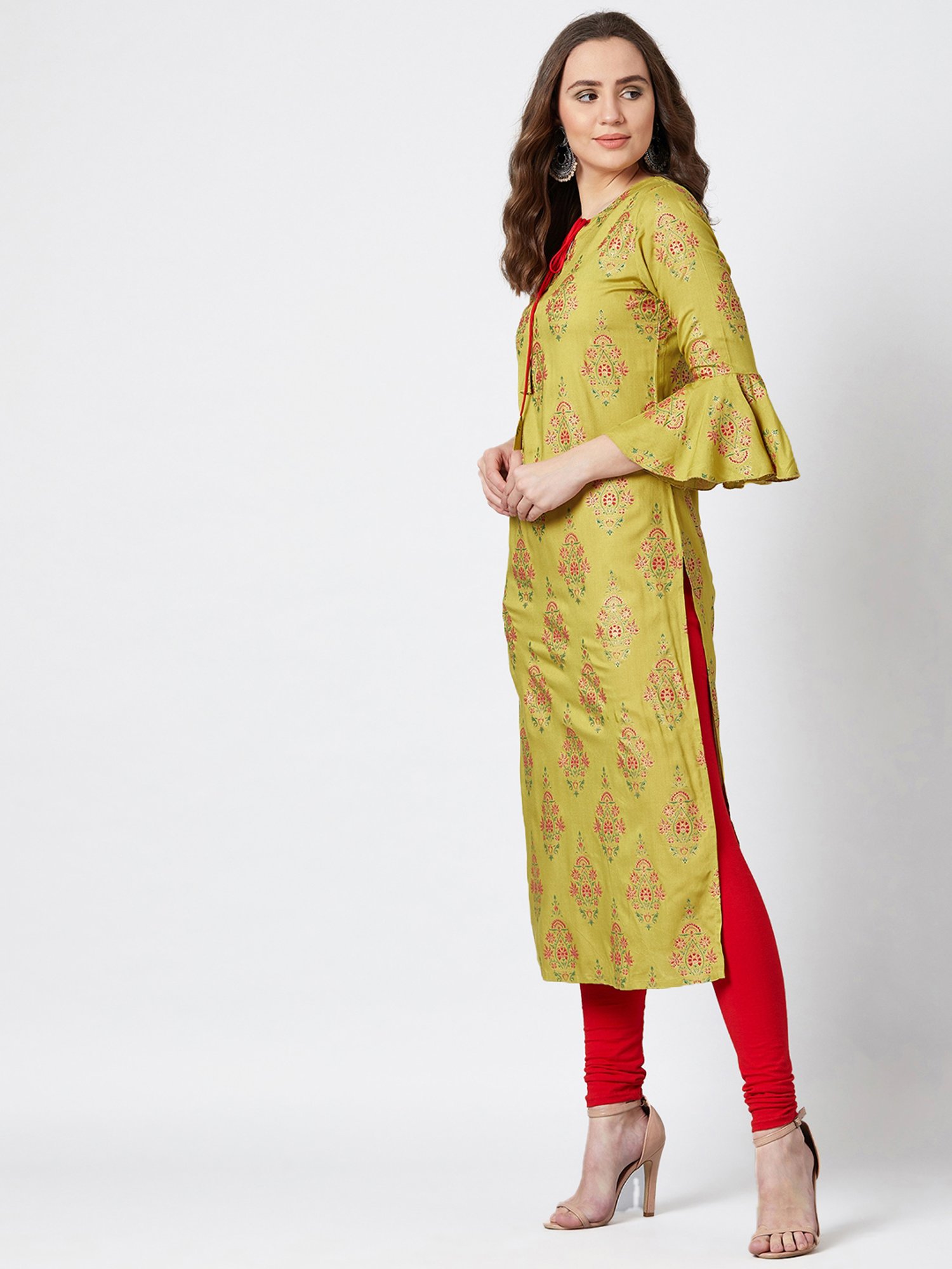 PANIT Green Printed Straight Kurta