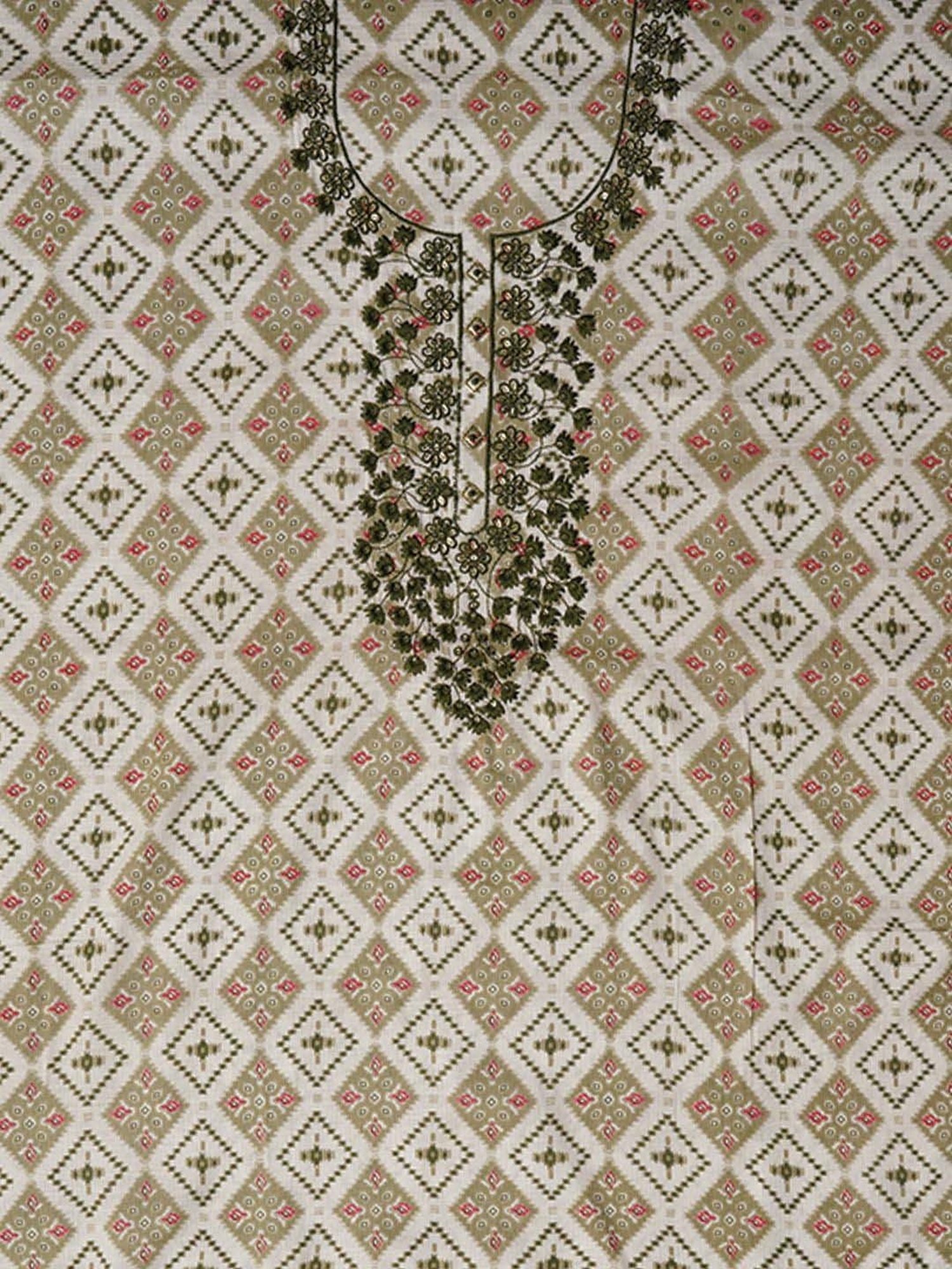 Jaipur Kurti Green Cotton Printed Unstitched Dress Material