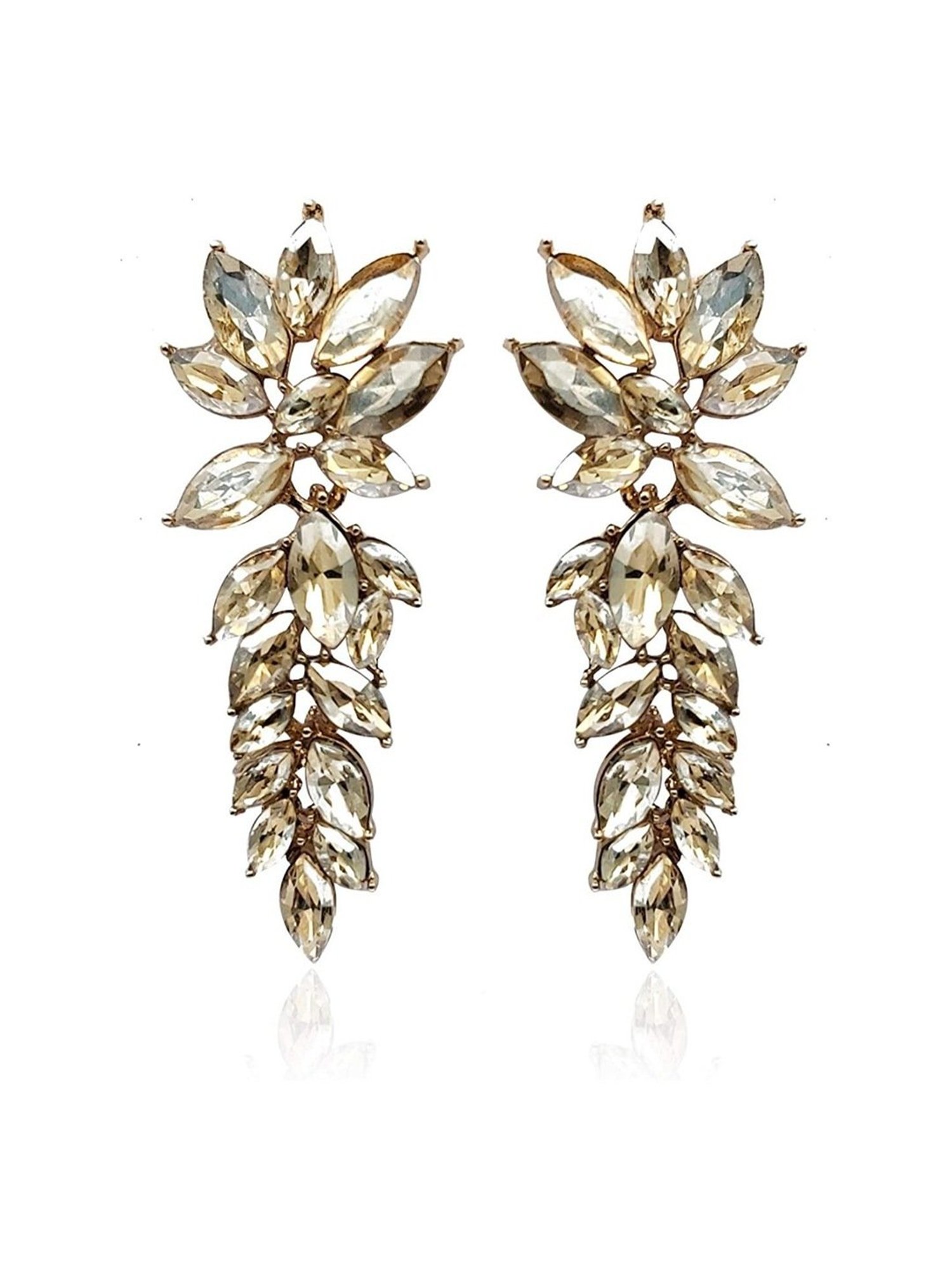 YouBella Crystal Gold-Plated Yellow Stylish Dangler Earrings for Women