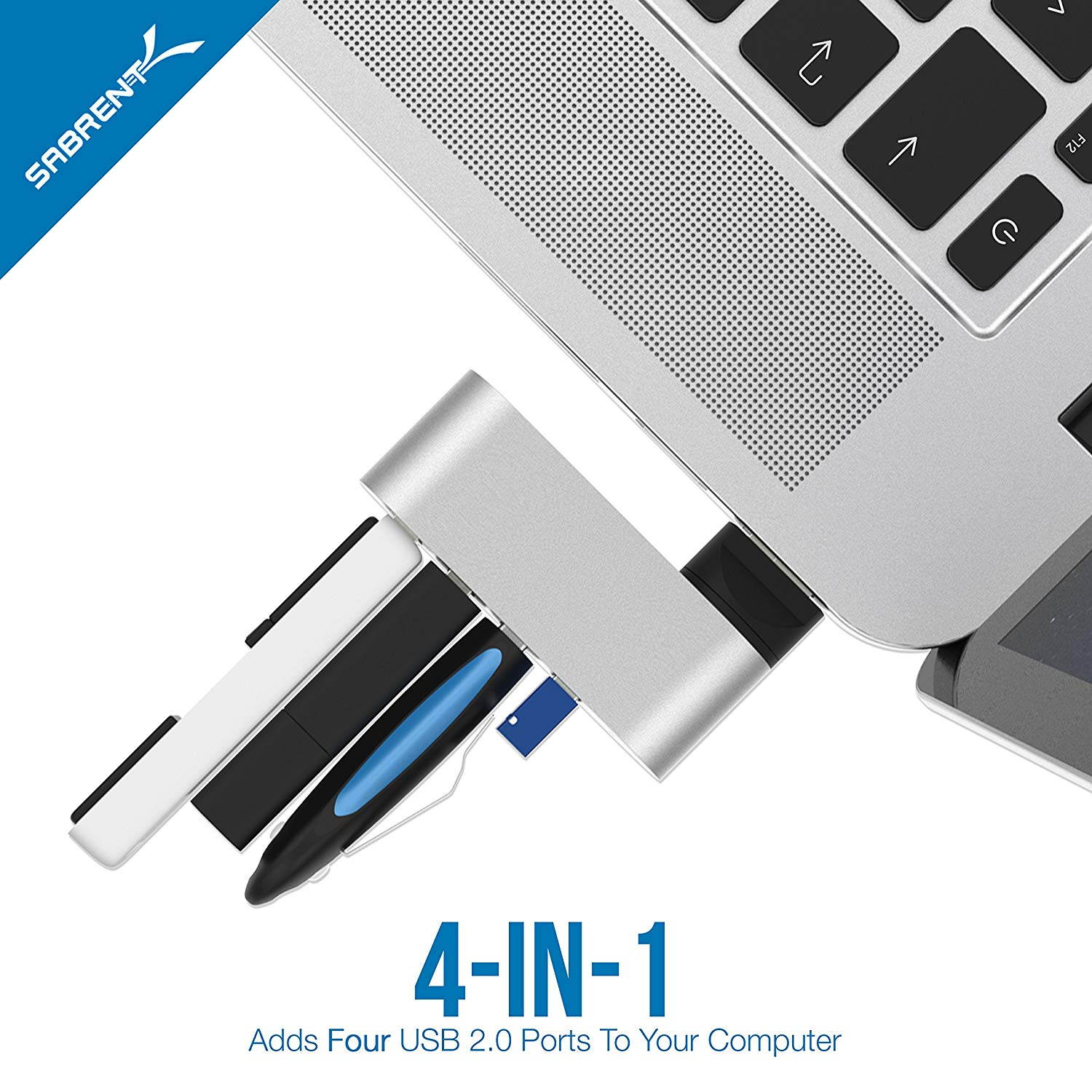 Sabrent Premium 4 Port Aluminum Mini USB 2.0 Hub [90&deg;/180&deg; Degree Rotatable] (HB-UMMC)