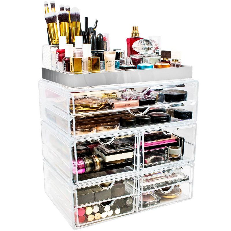 Sorbus Makeup Storage Organizer - X-Large - Set 2 -  Silver