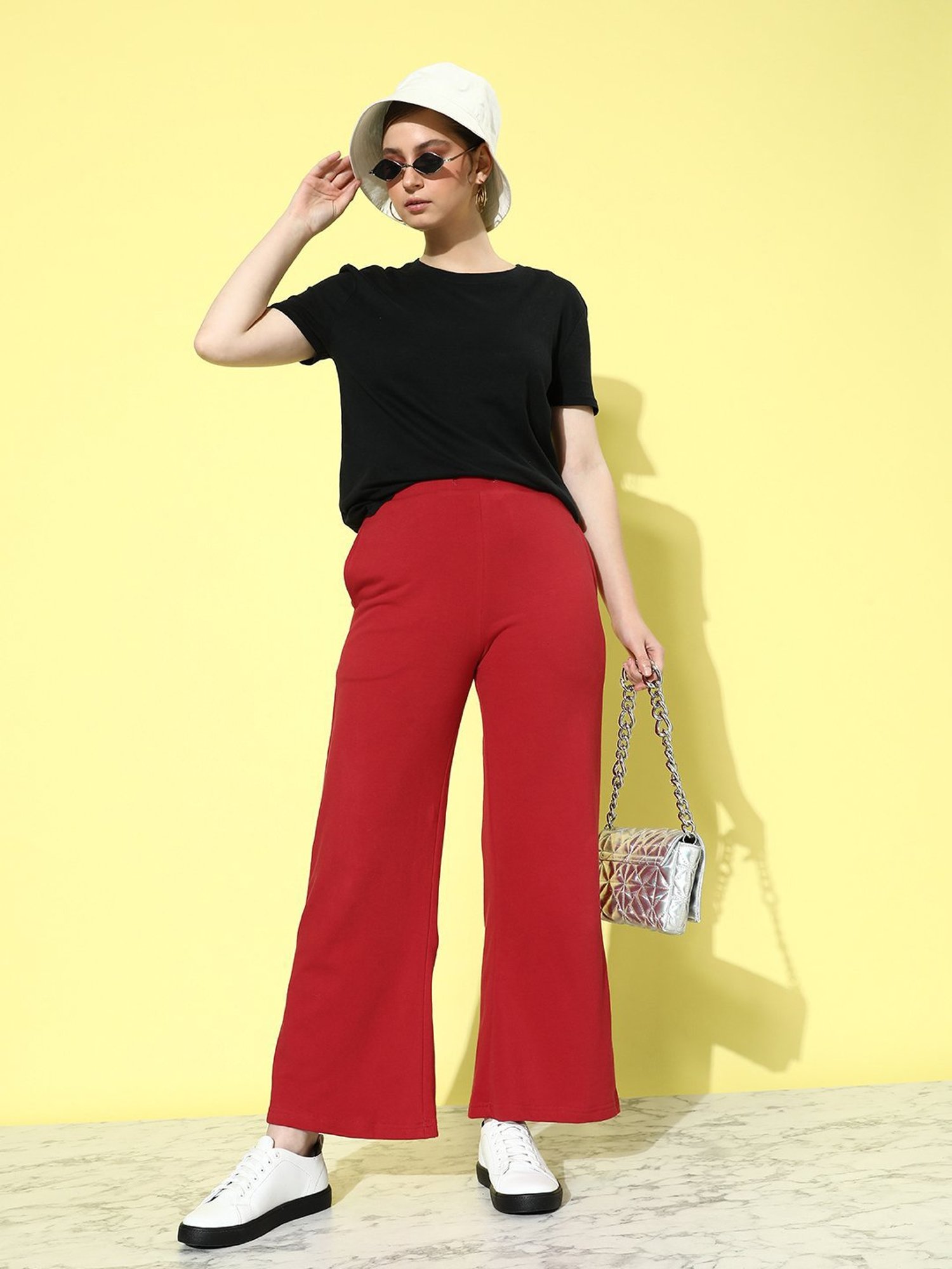 Dillinger Red Fleece Regular Fit High Rise Trackpants