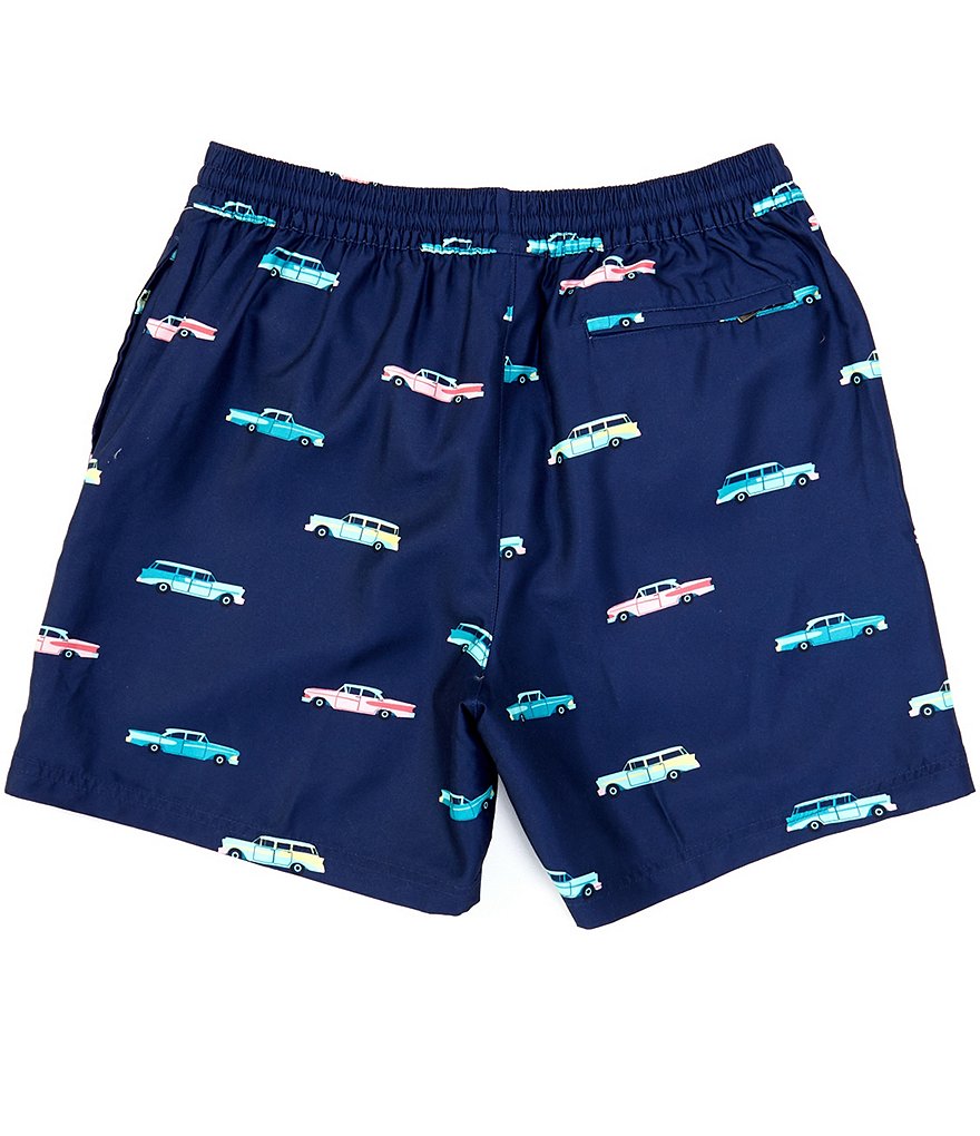 Caribbean Mini Cars Print 6#double; Inseam Swim Trunks