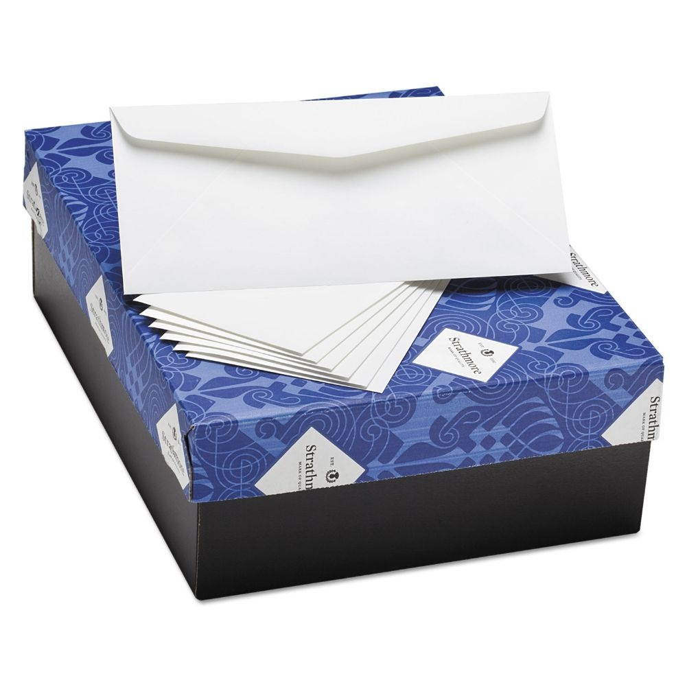 Writing 25% Cotton Business Envelopes, #10, Bankers Flap, Gummed Closure, 4.13 x 9.5, Natural White, 500/Box