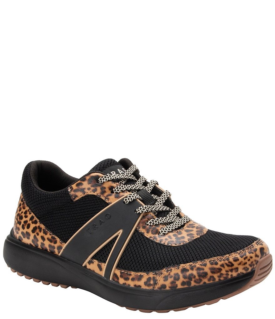 Traq by Alegria Qarma 2 Fierce Leopard Print Mesh Smart Chip Pedometer Sneakers