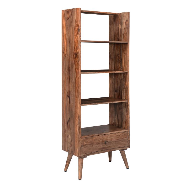 63.5" Brentwood Eclectic 4 Shelf Bookcase Brown - Treasure Trove Accents