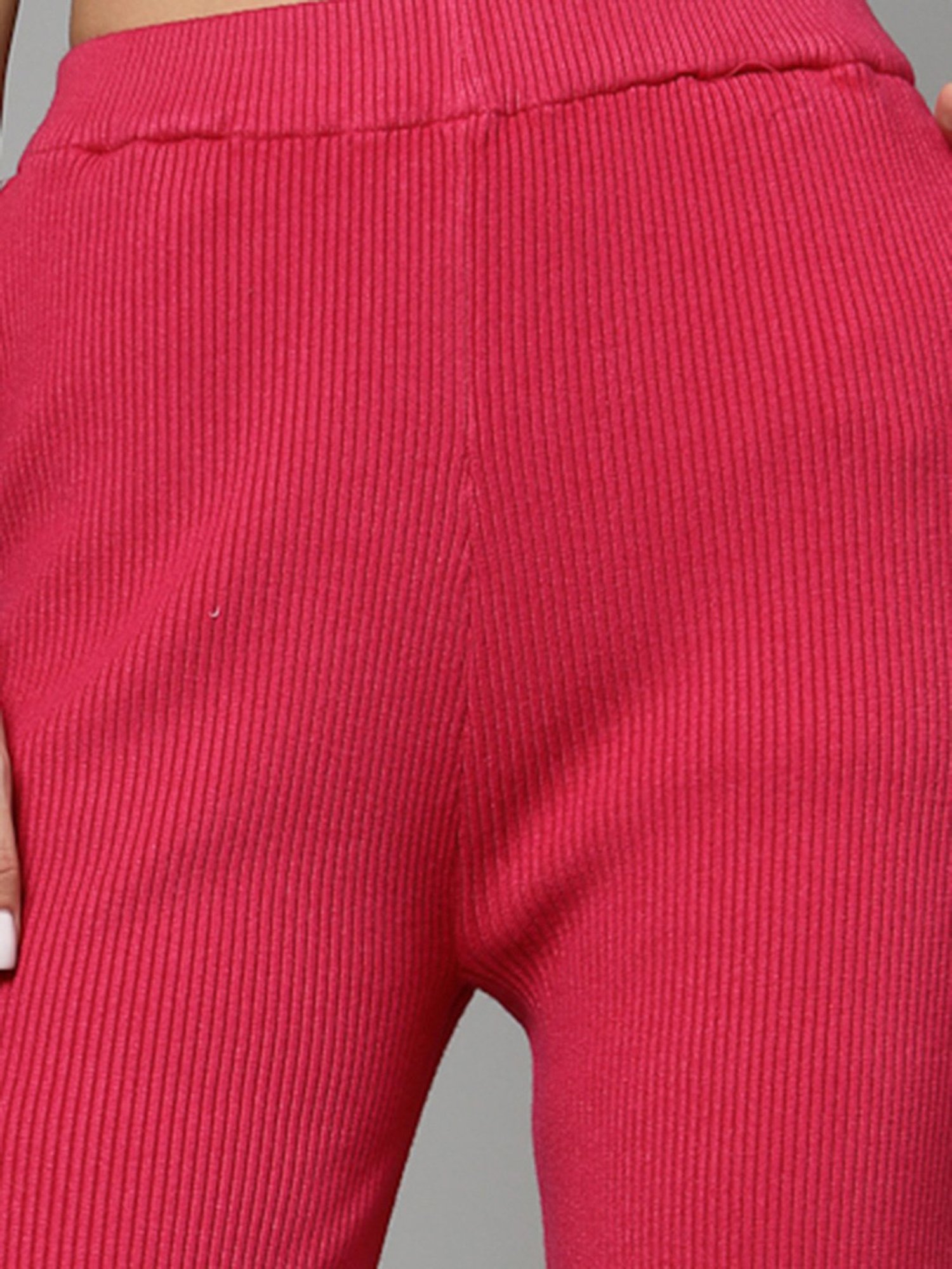 Mafadeny Dark Pink Regular Fit Mid Rise Palazzos