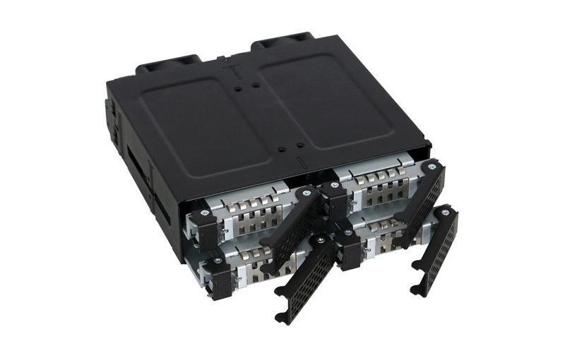 Icy Dock ToughArmor MB699VP-B Drive Enclosure for 5.25" U.2 (SFF-8639) - Mini-SAS HD Host Interface Internal - Black - 4 x HDD Supported