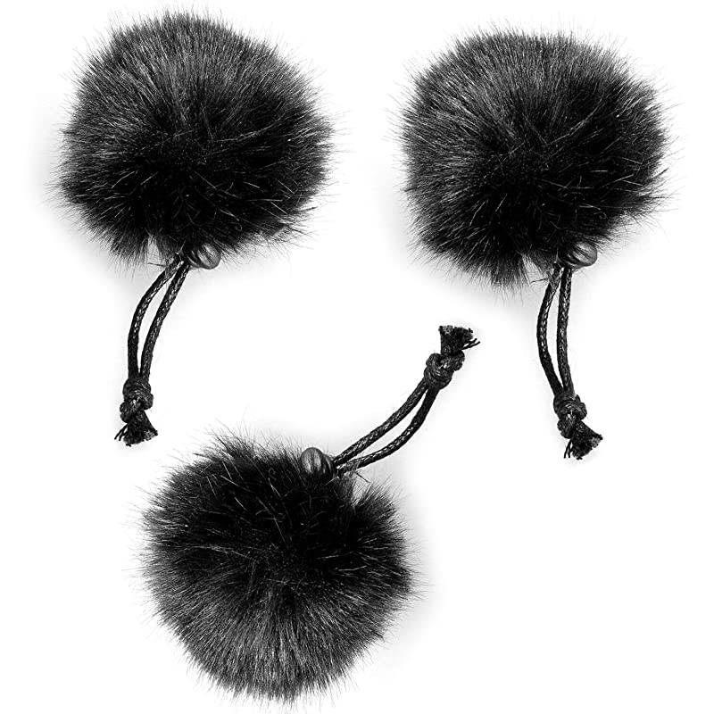 CVMMF1B Outdoor Furry Microphone Wind Muff for lavalier Lapel Microphone  AudioTechnica etc3 Pack Black