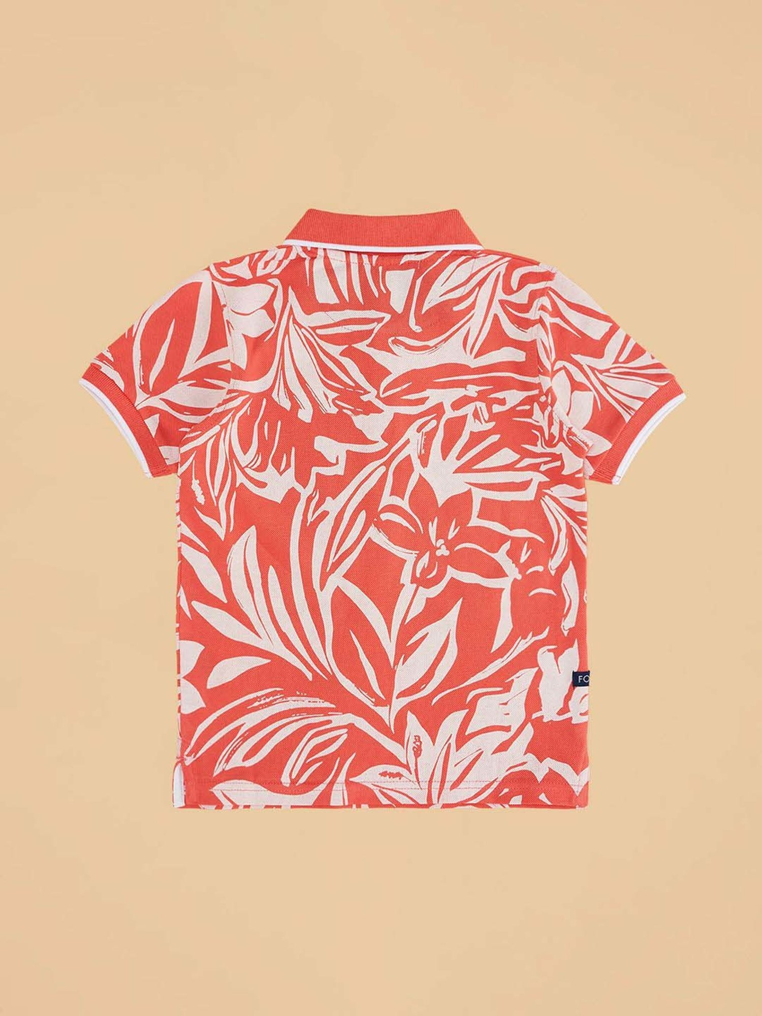Pantaloons Junior Kids Living Coral Cotton Floral Print Polo T-Shirt