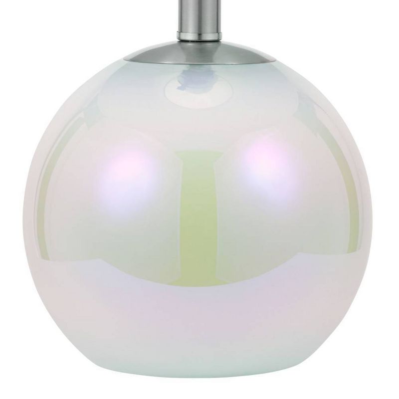 16" Iridescent Glass Table Lamp With Nightlight White (Includes LED Light Bulb) - Cresswell Lighting