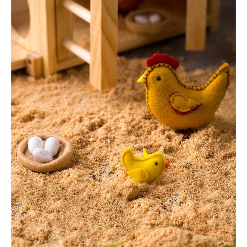 Magic Cabin - Wooden Chicken Coop and Felt Chickens Play Set Special for Kids