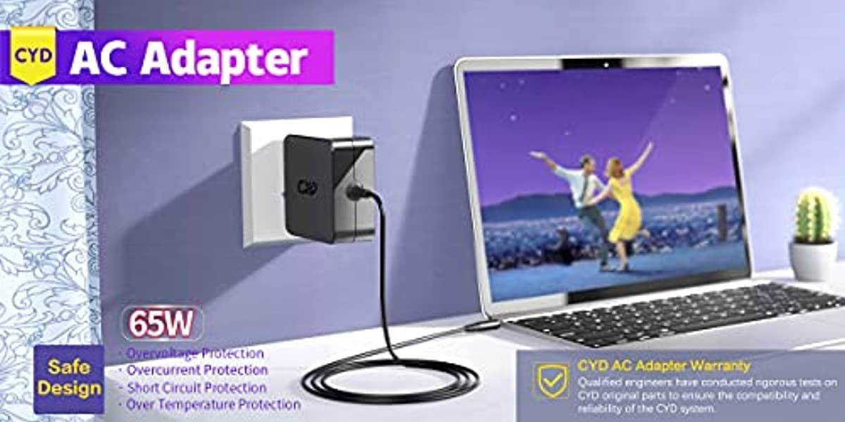 CYD 65W 19V 3.42A Laptop Charger Compatible for Asus Charger X551 X551M X551CA X551MA X555LA X551MAV X551MA-DS21Q W15-065n1a Power-AC-Adapter-Power-Cord