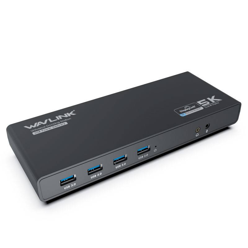 Wavlink USB C Dual 4K HDMI&DP Universal Docking, with 60W Power Delivery, Dual 4K@60Hz, Single 5K@60Hz Displaylink Dock 2 x HDMI, 2 x DisplayPort, Gigabit Ethernet, 2 x USB-C Ports, 4 x USB 3.0, Audio