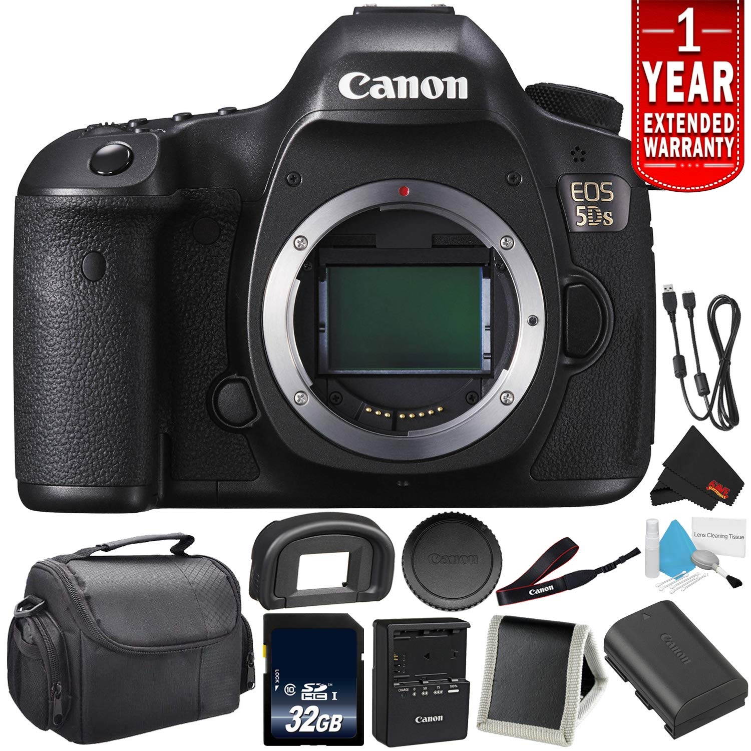 Canon EOS 5DS Digital SLR Camera 0581C002 (Body Only) - Camera Bundle with 32GB Memory Card + More (Intl Model)