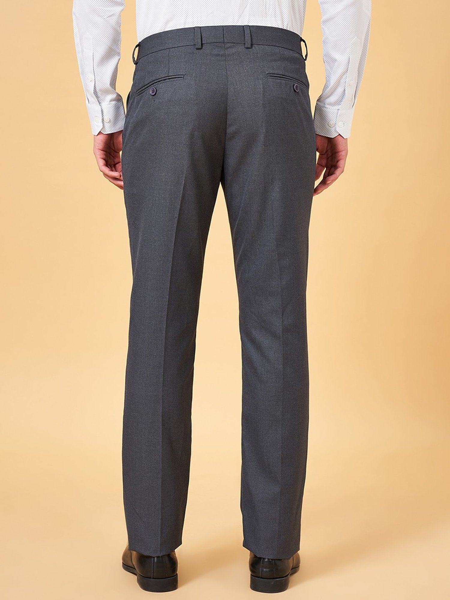 Peregrine By Pantaloons Light Grey Slim Fit Trousers