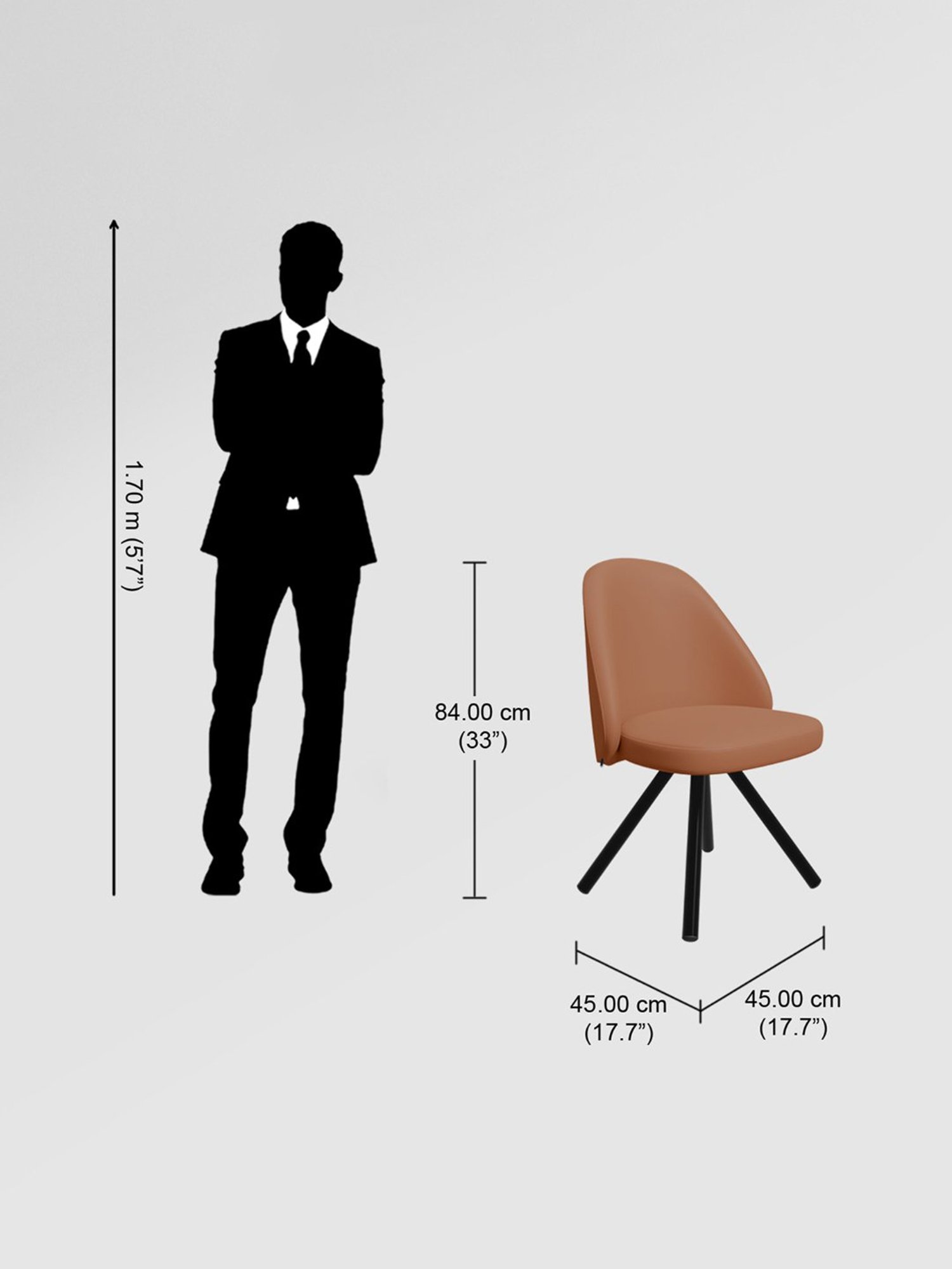 Godrej Interio Fraise Brown Leather Dining Chair (Set of 2)