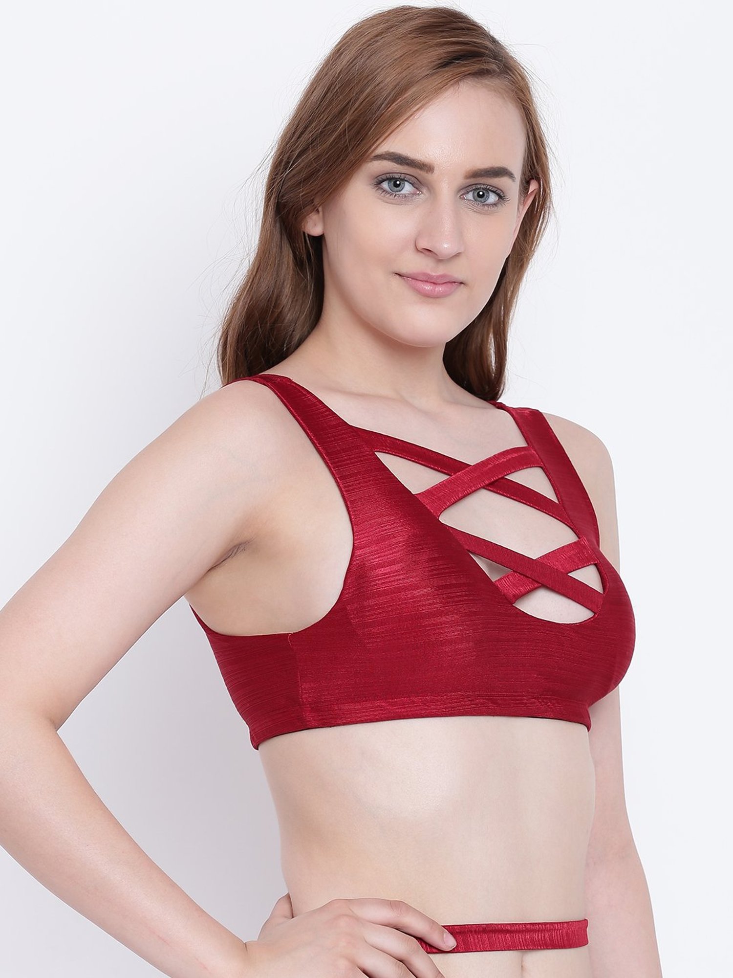 La Intimo Maroon Beach Bold Plunge Bra