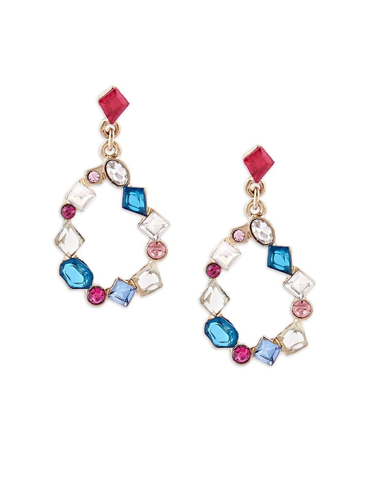 Zaveri Pearls Multicolor Stone Embellished Contemporary Party Bling Drop Earring-ZPFK16138