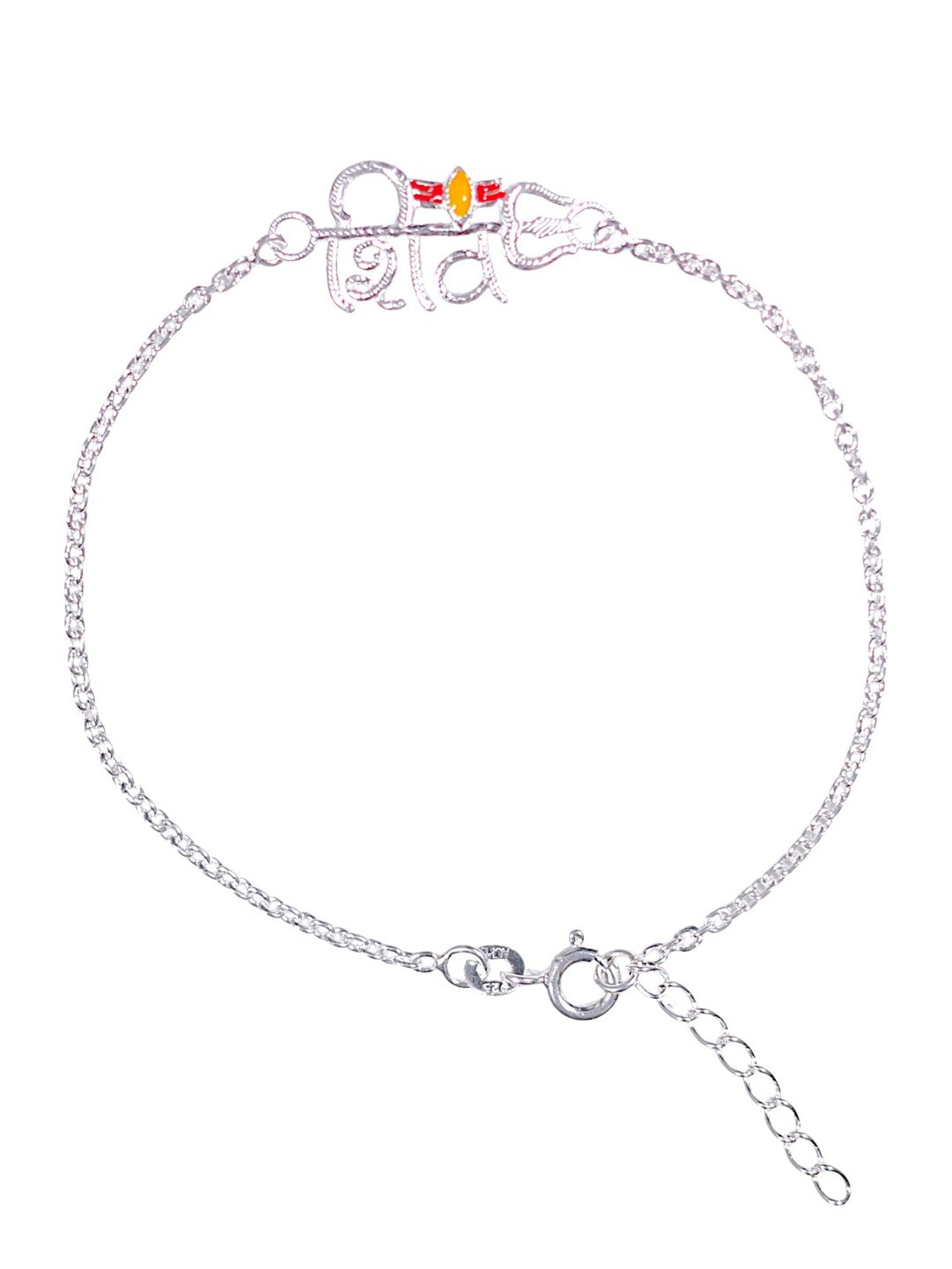 Taraash 925 Sterling Silver Shiva Chain Rakhi with Roli Chawal for Brother